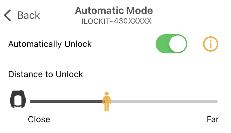 I LOCK IT App settings automatic mode unlock