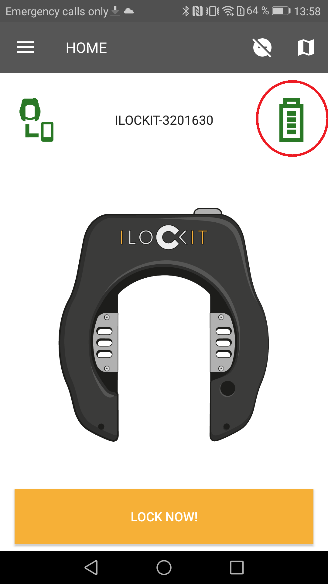 I LOCKI IT App Akkustandsanzeige